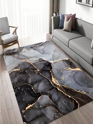 1入組大理石圖案長方形地毯吸水滌綸家用地墊
