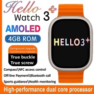 【In stock】[Update Version]Hello Watch 3+ Smart Watch Amoled 49mm Compass NFC 4GB ROM Local Music Heart Rate IWO Smartwatch for Hello Wathc 3 Plus 6SVH