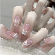 Set of 30 beautiful little pink nails attached at home - MJ501