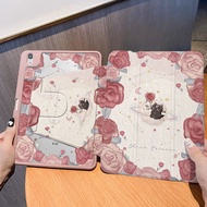 For iPad Protective Case 9th Generation Pro11 Rose Planet Graffiti 10.2 Acrylic Air5/4 with Pen Slot