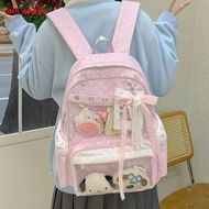 Lightweight Kawaii Polka Dot Ita Bag Waterproof PVC School Bag Pockets Durable Student School Bag