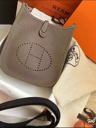Hermes Mini Evelyne 大象灰金扣
