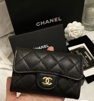 Chanel 經典cf 黑金扣卡包