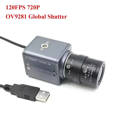 OV9281 120FPS Global Shutter 720P USB Case Camera ,Monochrome, Golf Simulator Webcam,5-50mm Zoom CS 