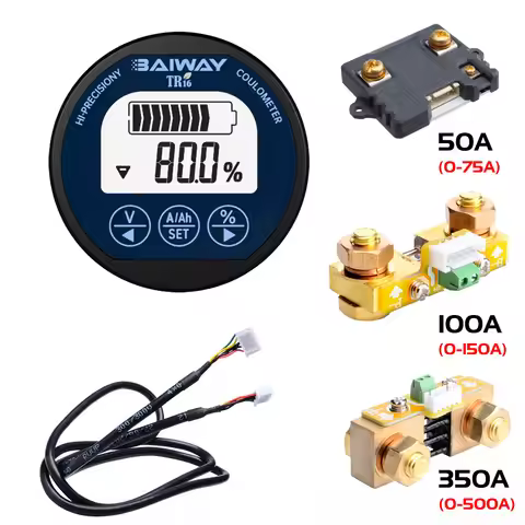 TR16H DC8-120V Car Battery Capacity Indicator 50A/100A/350A Coulometer Digital Waterproof Voltmeter
