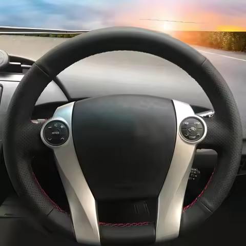 Custom Auto Braid On The Steering Wheel Cover for Toyota Prius 30 XW30 Prius + C Prius V Aqua 2011 2