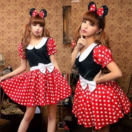 【In stock】Minnie Mouse Costume Disney Mickey Minnie Dress Polka Dots Cartoon Halloween Fancy Dress H