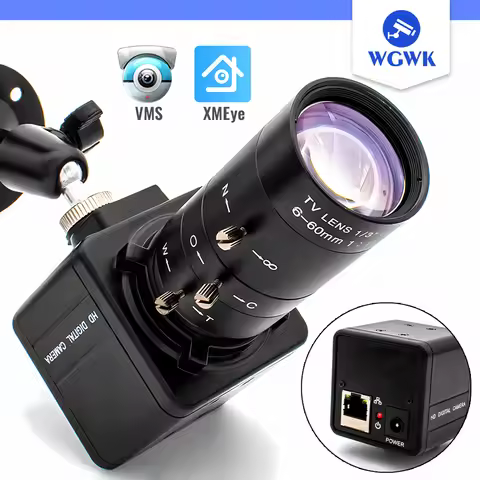 WGWK MINI IP Camera 3/4/5/8MP Manual Zoom Varifocal CS Lens Metal Box Industrial Inspection Security