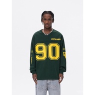 UNTILWERICH Jersi Hoki Ais Retro Amerika 90-an Baju Peluh Trendi Lelaki Jersi Ragbi Lengan Panjang B