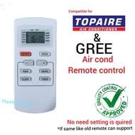 GREE TOPAIRE Air cond remote control 1HP~2.5HP