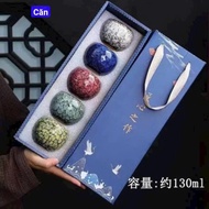 Set of 5 cups of five elements with fire glaze, 5 cups of Thien Mu Five Elements, five elements tea 