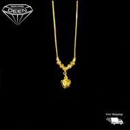 SMS DEEN Heart V-Chain, ±4.4GM - Gold 916 Emas - Rantai Leher-V (Info: L:±47CM - 4.47GM)