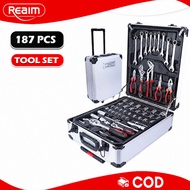 REAIM 187Pcs Tool Box Set Tools Set For Motorcycle/Car Socket Wrench Set Heavy Duty Tools Set