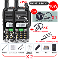 DGJLI 2024 V1 UV-S22 BAOFENG Pro 2ชิ้น V2มือถือ VHF UHF คู่ที่ทรงพลังวิทยุสื่อสารกันน้ำ UV-9R 50กม.