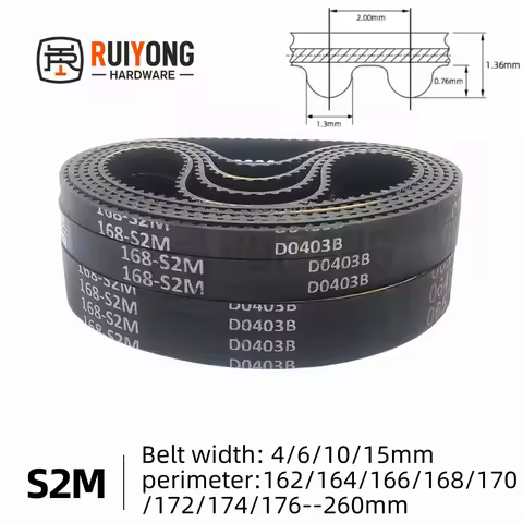 S2M Belt Length162/164/166/168/170/172/174/176-260mm Width 4/6/10/15mm STS S2M Closed-loop Synchrono