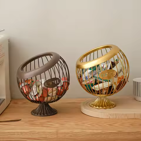 Hollow Iron Coffee Pod Storage Rack Creative Fruit Candy Basket for Kitchen Desktop Organization Hom