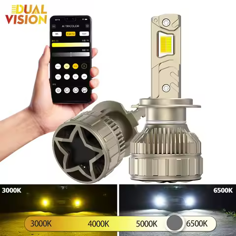 2PCS H7 Car Headlight Bulbs APP Control H4 Mini Turbo Headlight H1 H11 H9 H8 9005 HB3 LED Car Lights