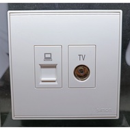 SIMON E6 WHITE OUTLET TV CAT 6 DATA OUTLET/