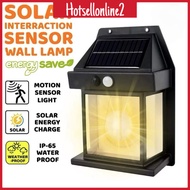 HOT_ Warm LED Solar Wall Light Outdoor Lighting Motion Sensor Automatic Night Light Lampu Solar Dind