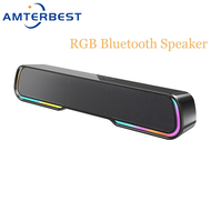 RGB Light Emitting Mini Desktop Long Portable Soundbar Subwoofer High Power Pc R Full Range Bluetooth Speakers Som For Home