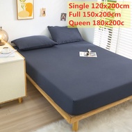 Queen Fitted Sheet King Size With Elastic Bed Cover For Double Bed Soild Color Mattress Covers Pillowcase