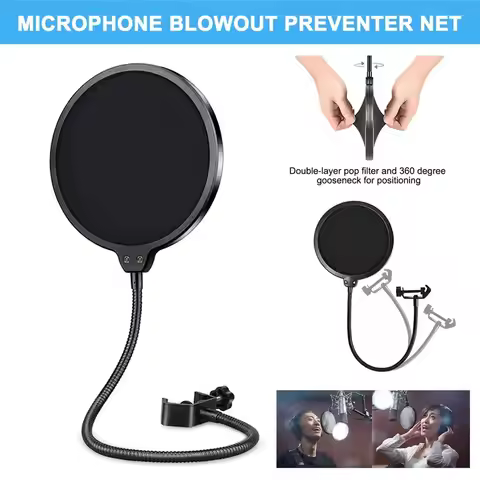Microphone Pop Filter Studio Recording Double Layer Pop Sound Filter Flexible Microphone Wind Screen