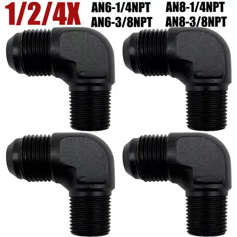 1/2/4X 90 Degree AN6 AN8 Male To 1/4 Inch 3/8 Inch NPT Flare Adapter Auto Fuel Hose Fitting AN To NP