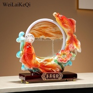 [WeiLaiKeQi] Carp Statue Carp Decor Orange Sand Dynamic Sand Picture Ornament for Desk