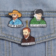 Van Gogh Artist Painter Famous Character Cartoon Brooch Funny Text Pun Metal Badge Pin Clothing Accessories Jewelry Gift