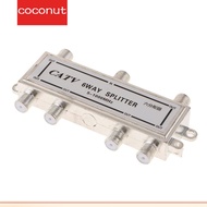 6 Way Coaxial Coax Cable TV Splitter for Video VCR RF Antenna