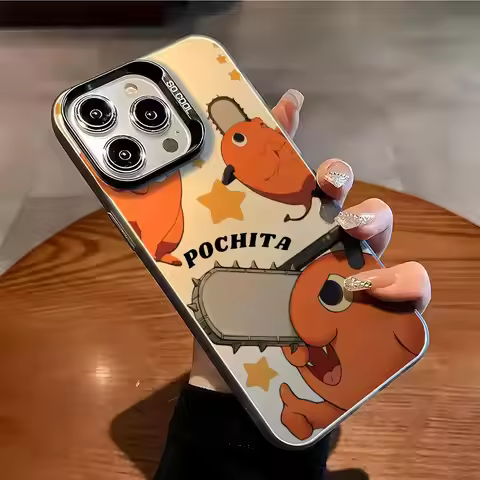 Chainsaw Man Pochita Phone Case For IPhone 15 16 17 Plus X XR XSMAX Fashion Matte Aurora Laser Gradi
