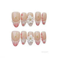 Nude Almond Fake Nails With French Tip Presails Natural Look Press-on Nails cho phụ nữ trang trí ngh