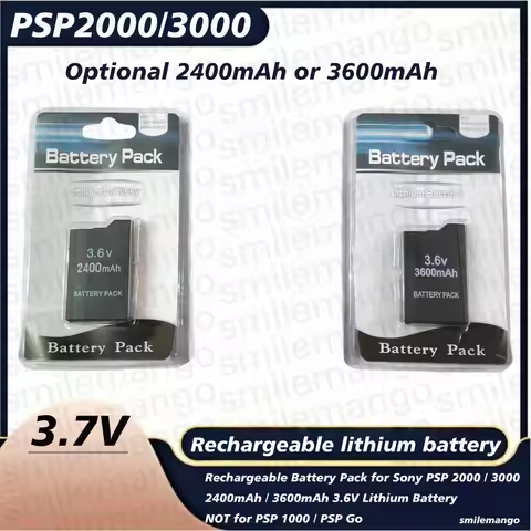 3600mAh for SONY PSP2000 Handheld Game Console Backup Battery Pack 2400mAh for SONY PSP-2000 PSP-300