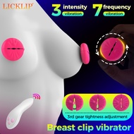 HESEKS Rechargeable Wireless Nipple Clamps Vibrator Stimulator Breast Clip Remote Control Female Adult Sex Toys for Woman Women Couples