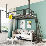 Scandinavian Loft Small Apartment Loft Bed Hanging Bed Iron Elevated Bed Sheets Double Bed Dormitory