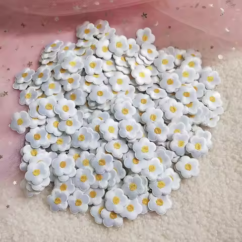Self-adhesive 10pcs Small Daisy Flower Patches Embroidery Applique Stripes Sticker For DIY Handmade 