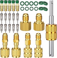 Mudder 35 Pcs R32 R454b A2l R410a R1234yf Adapter Kit for Split 1/4" to 1/4" /5/16'' R134a Fitting A