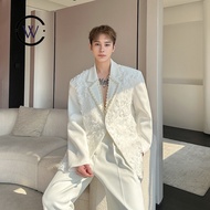 Dark Series Original Light Luxury Three-Dimensional Jacquard Handmade Pearl Collar Casual Suit Jacke