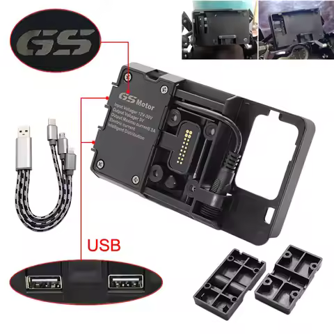 Mobile Phone Navigation Bracket Motorcycle USB Charging Stand 12MM Mount For BMW R1200GS ADV F700 80