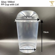 [50sets± ] 32oz PP Clear Cup with " Dome Lid " 950ml Disposable Plastic Cup
