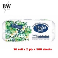 TenderSoft Toilet Paper 2-ply (10 Toilet Rolls x 300 Sheets)