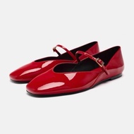 Wedding Mary Jane Shoes - Women's Patent Leather Flats | Red | Spring 2025
