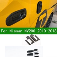 For Nissan NV200 2010-2018 Accessory glossy black Carbon fibre pattern car side Door Handle bowl Covers Trim 2012 2013 2014 2015