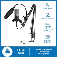 Fifine T670 Studio Condenser USB Microphone Computer PC Microphone Kit w/ Adjustable Hands free Scis