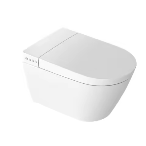 Modern Design Wall-Hung Smart Toilet Seat White Ceramic WC Elongated Bowl P-Trap Remote Control Riml