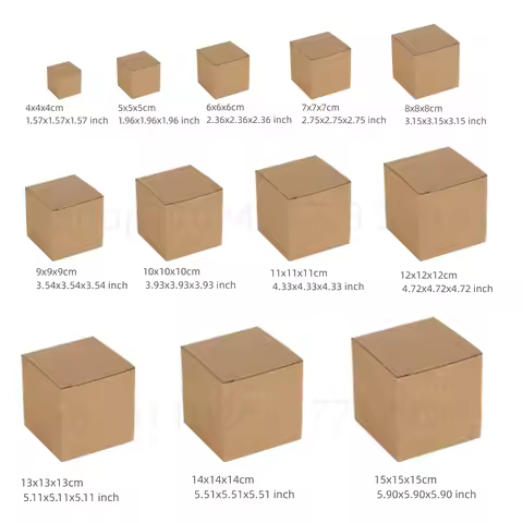 50/100pcs Square Kraft Paper Box 4-15cm Black White Brown Kraft Cardboard Packaging Gift Box for Wed