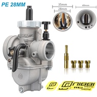 NIBBI PE 24/26/28/30มม. คาร์บูเรเตอร์มอเตอร์ไซค์2T 4T 100cc-350cc เครื่องยนต์คาร์บูเรเตอร์พร้อมหัวฉี