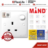 【JKR】MIND Switch Socket 13A 15A 1G 2G 3G 5G Water Heater Switches With Neon Bell Switch Telephone So