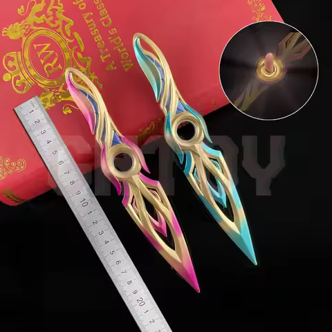 22cm Valorant Mystbloom Kunai with Holster Rotatable All Metal Knife Model Sword Cosplay Prop Samura