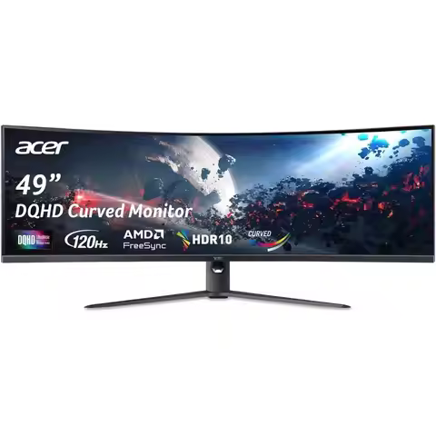 49” Gaming Monitor | UlDQHD 5120 x 1440 | 1000R 32:9 Curved | AMD reeSync | Up to 120Hz Reresh Rate 